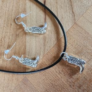 Boot charm necklace earring set